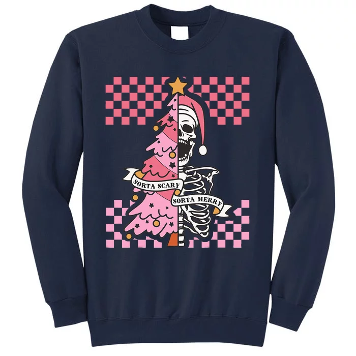 Sorta Merry Sorta Scary Spooky Christmas Goth Skull Xmas Tall Sweatshirt