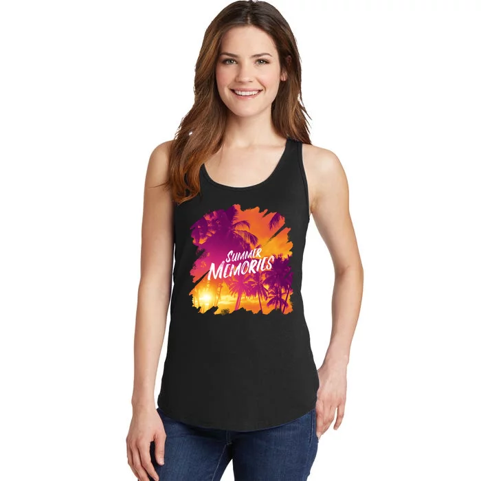 Summer Memories Sunset Beach Ladies Essential Tank