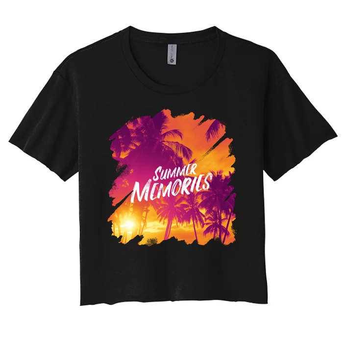 Summer Memories Sunset Beach Women's Crop Top Tee