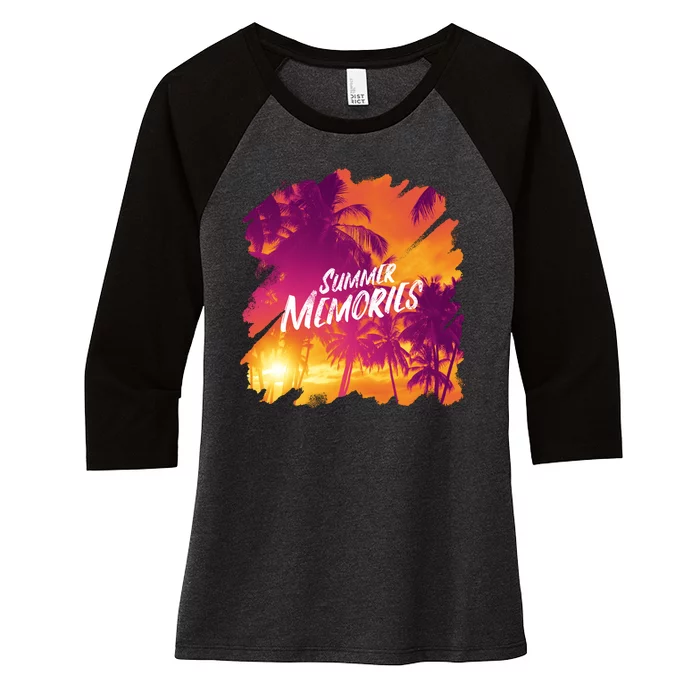 Summer Memories Sunset Beach Women's Tri-Blend 3/4-Sleeve Raglan Shirt