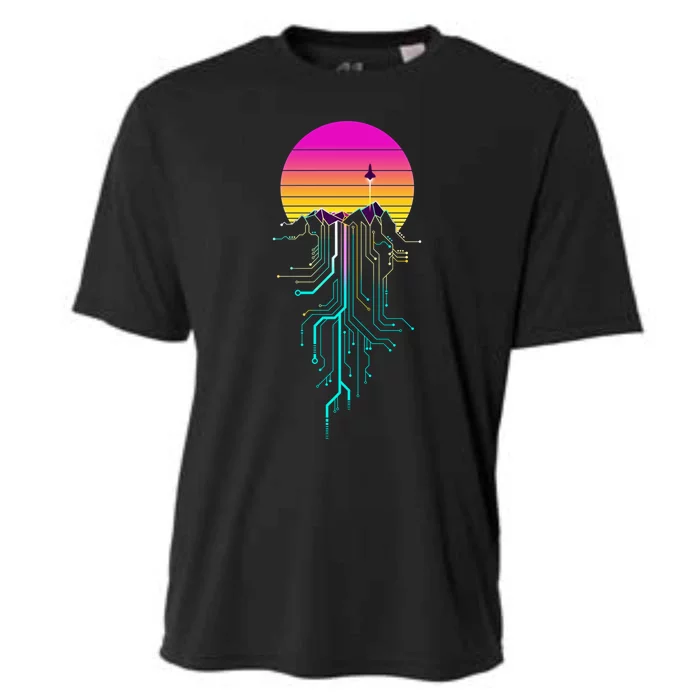 Synth Mountain Sunrise Cooling Performance Crew T-Shirt