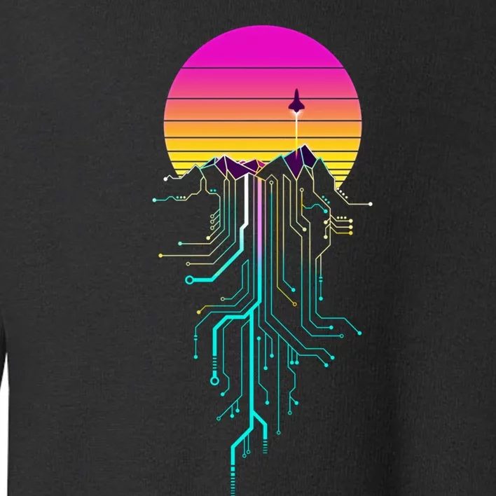 Synth Mountain Sunrise Toddler Sweatshirt