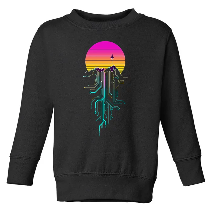 Synth Mountain Sunrise Toddler Sweatshirt