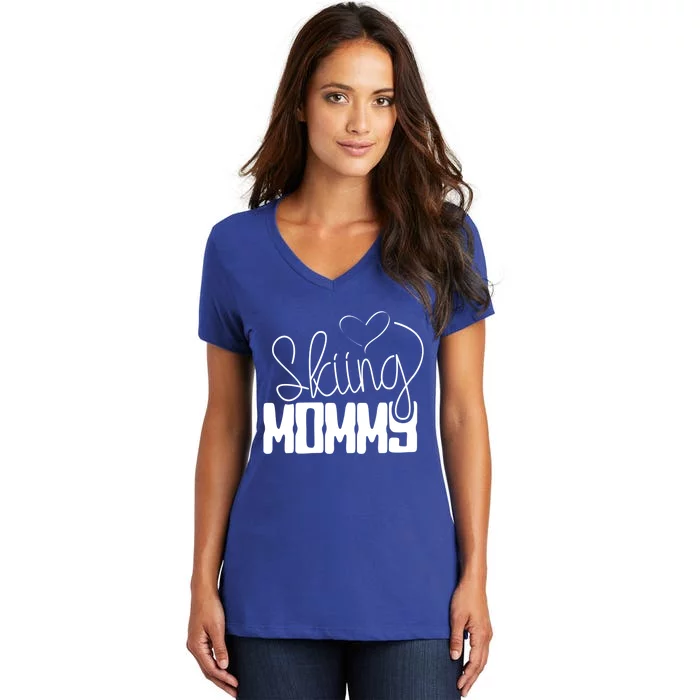 Skiing Mommy Ski Skier Mother Mom Gift Women's V-Neck T-Shirt