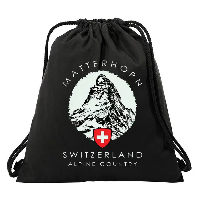 Switzerland Matterhorn Drawstring Bag