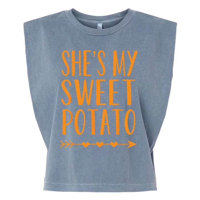 Shes My Sweet Potato Thanksgiving Halloween Matching Couple Garment-Dyed Women's Muscle Tee