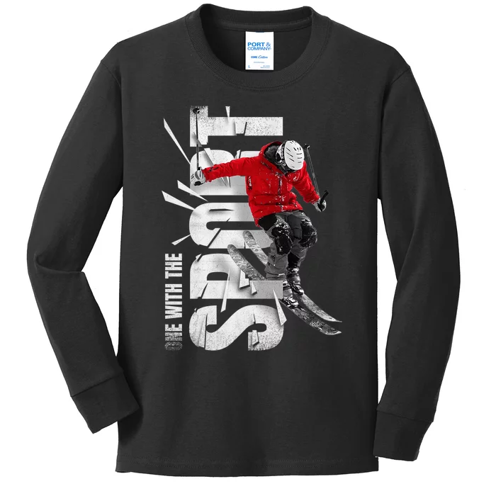 Skiers, Mountains, Skiing, Alpine Winter Sports Premium Kids Long Sleeve Shirt