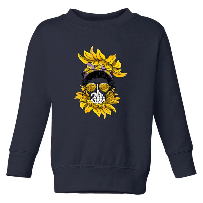 Skull Mom Sunflower Mother's Day Gift Toddler Sweatshirt