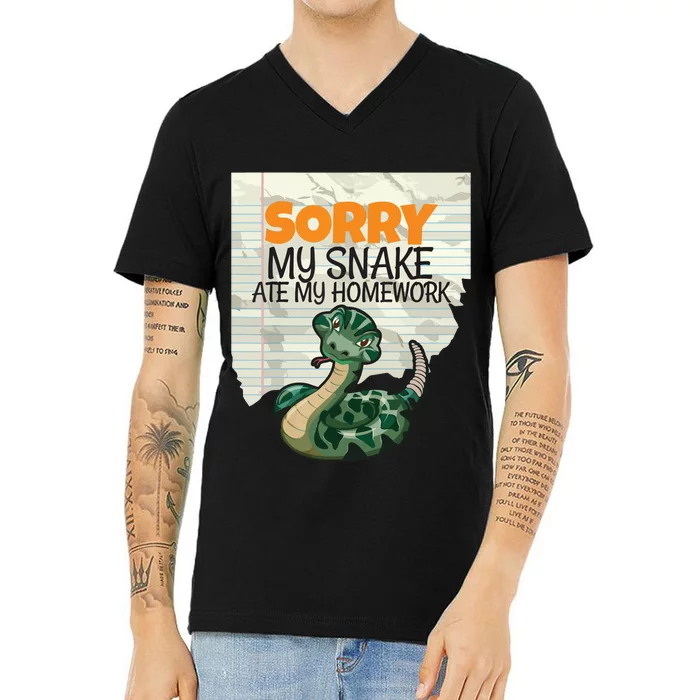 Sorry My Snake Ate My Homework Teacher School V-Neck T-Shirt