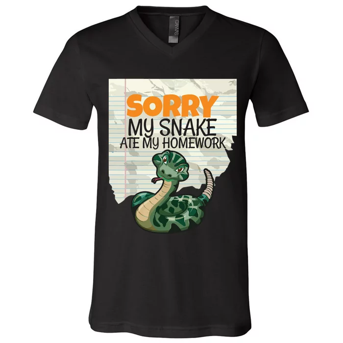 Sorry My Snake Ate My Homework Teacher School V-Neck T-Shirt