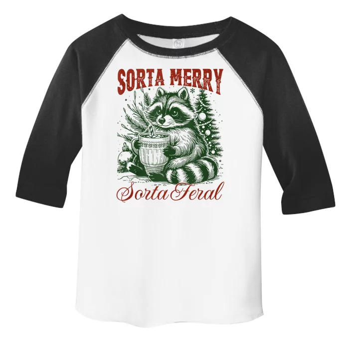 Sorta Merry Sorta Feral Funny Raccoon Lovers Christmas Toddler Fine Jersey T-Shirt