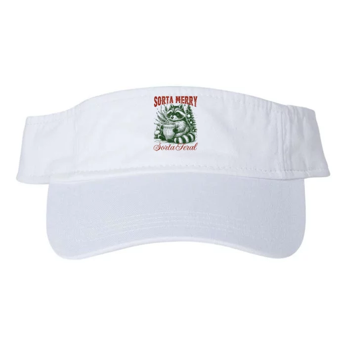 Sorta Merry Sorta Feral Funny Raccoon Lovers Christmas Valucap Bio-Washed Visor