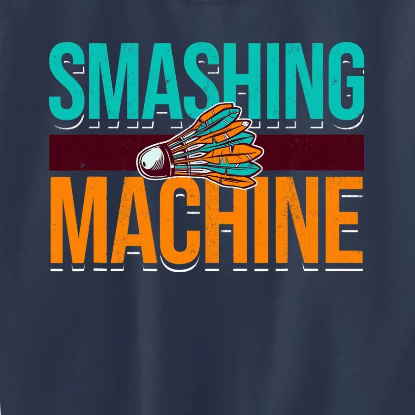 Smashing Machine Shuttlecock Retro Birdie Badminton Kids Sweatshirt