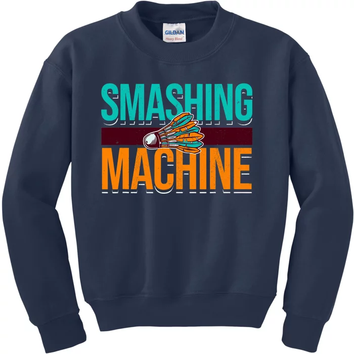 Smashing Machine Shuttlecock Retro Birdie Badminton Kids Sweatshirt