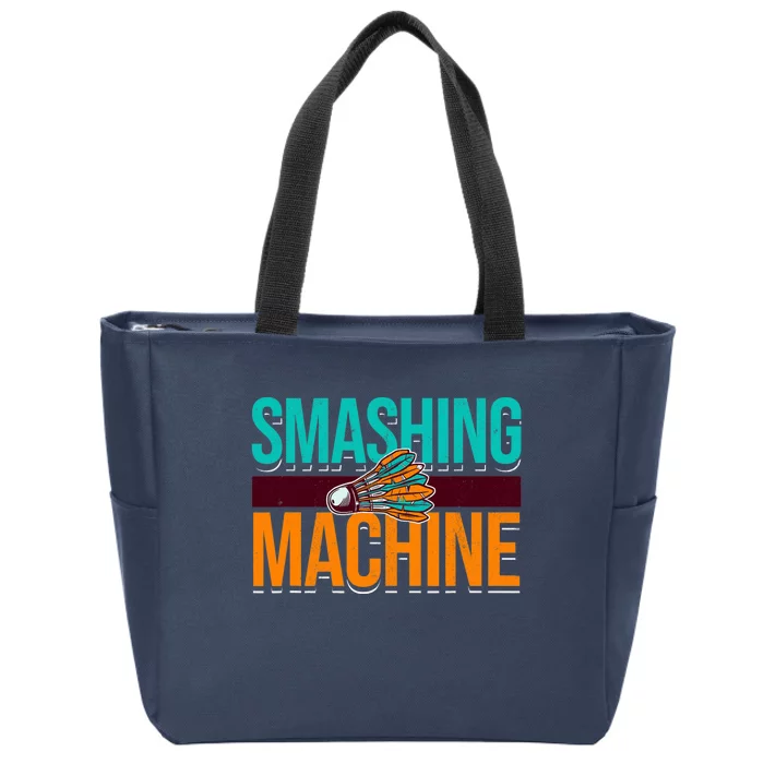 Smashing Machine Shuttlecock Retro Birdie Badminton Zip Tote Bag