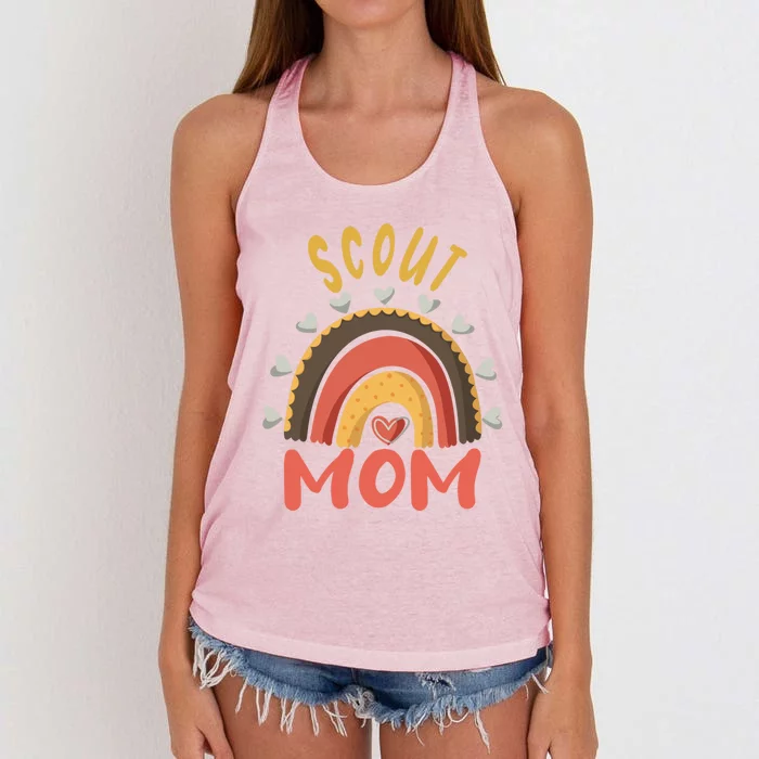 Scout Mom Scouting Gear Cub Camping Lover Great Gift Women's Knotted Racerback Tank