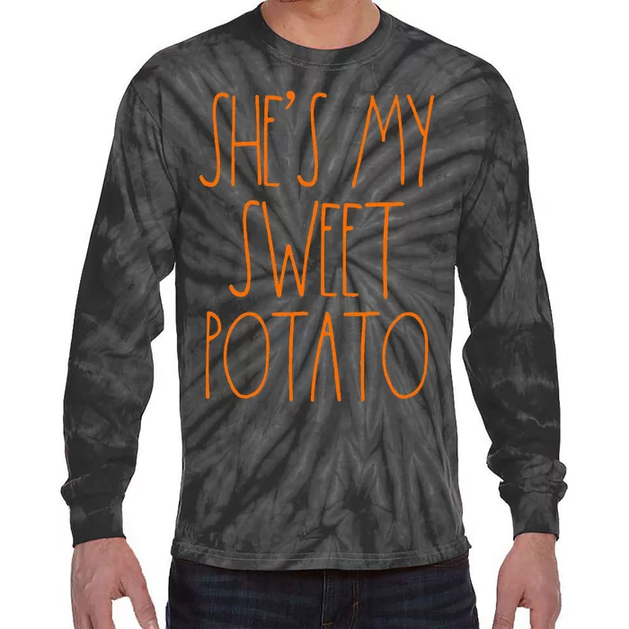 Shes My Sweet Potato I Yam Set Thanksgiving Couple Tie-Dye Long Sleeve Shirt