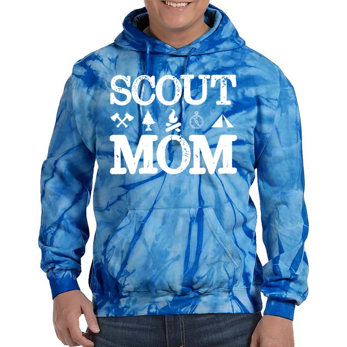 Scout Mom Scouting Troop Supporter Camping Scouting Mom Great Gift Tie Dye Hoodie