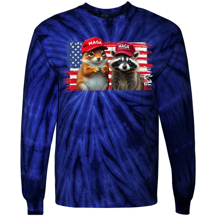 Social Media Star Peanut The Squirrel & Fred The Raccoon Tie-Dye Long Sleeve Shirt