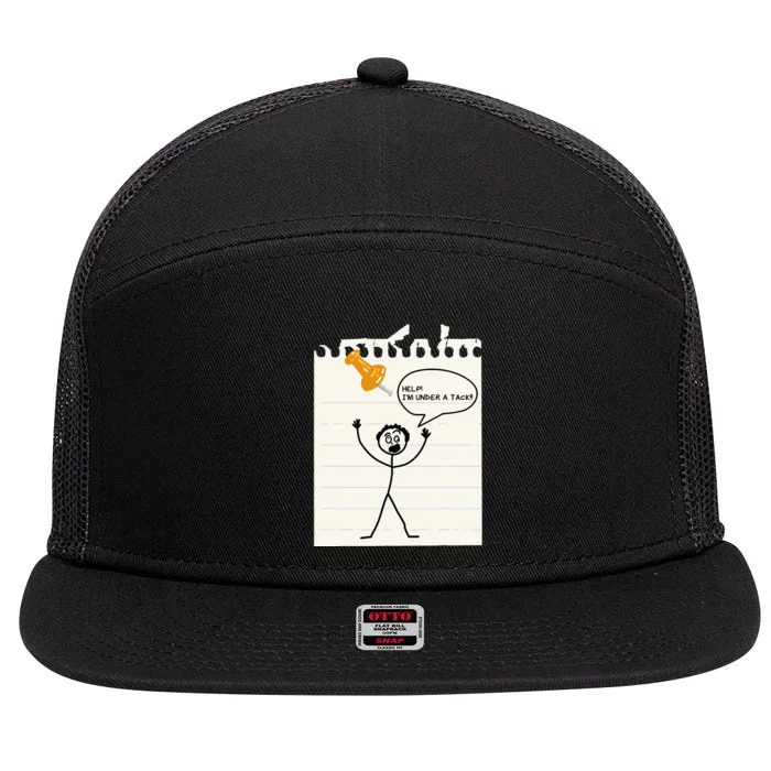 Stick Man Silly Stuff Black Short Sleeve Stick Figure Under A Tack 7 Panel Mesh Trucker Snapback Hat