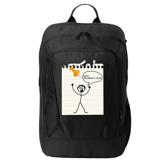 Stick Man Silly Stuff Black Short Sleeve Stick Figure Under A Tack City Backpack