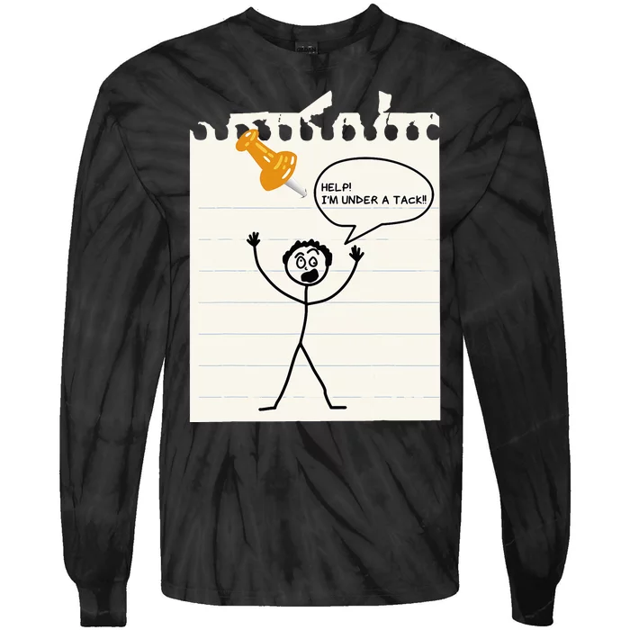 Stick Man Silly Stuff Black Short Sleeve Stick Figure Under A Tack Tie-Dye Long Sleeve Shirt