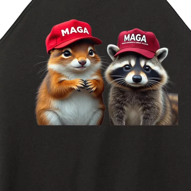 Social Media Star Peanut The Squirrel & Fred The Raccoon Maga Women’s Perfect Tri Rocker Tank