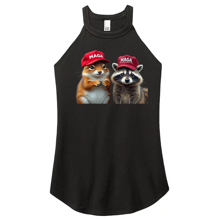 Social Media Star Peanut The Squirrel & Fred The Raccoon Maga Women’s Perfect Tri Rocker Tank