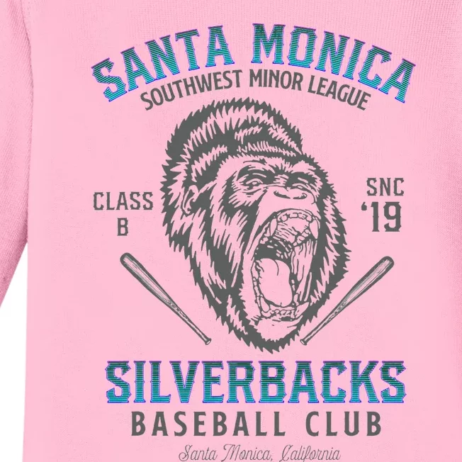 Santa Monica Silverbacks Minor League Retro Baseball Team Baby Long Sleeve Bodysuit