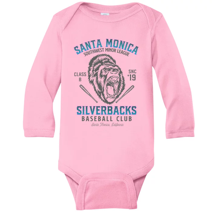 Santa Monica Silverbacks Minor League Retro Baseball Team Baby Long Sleeve Bodysuit