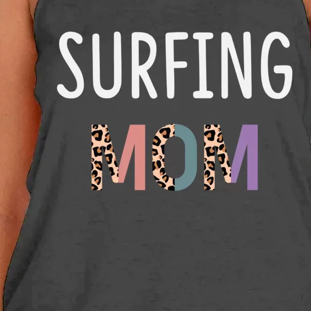 Surfing Mom Surfer Gift Funny Surfing Cool Gift Women's Knotted Racerback Tank