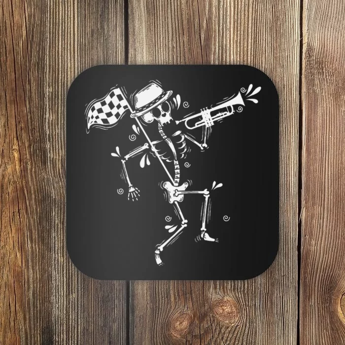 Ska Music Skeleton With Trumpet Jazz Music Style Coaster