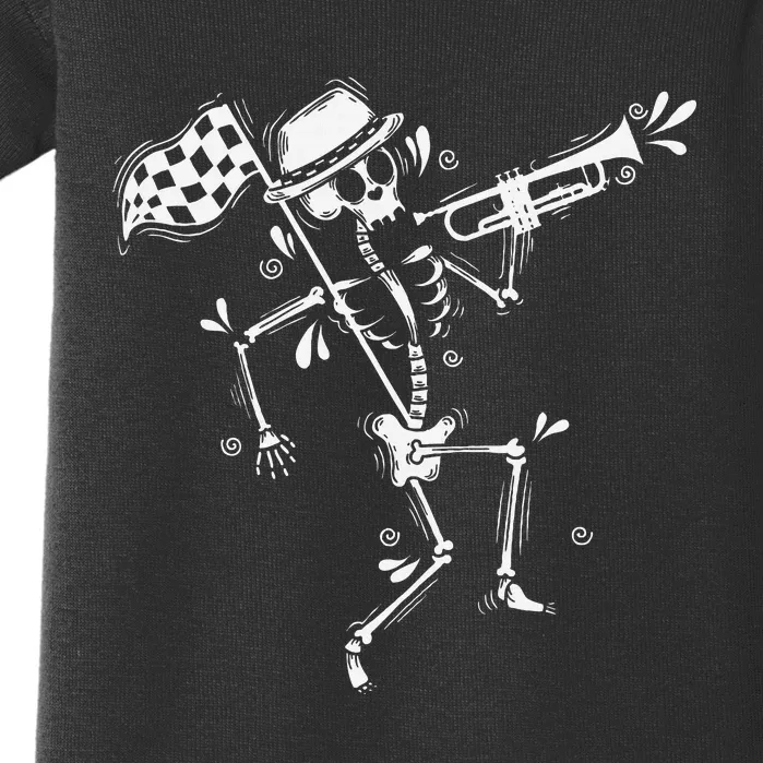 Ska Music Skeleton With Trumpet Jazz Music Style Baby Bodysuit