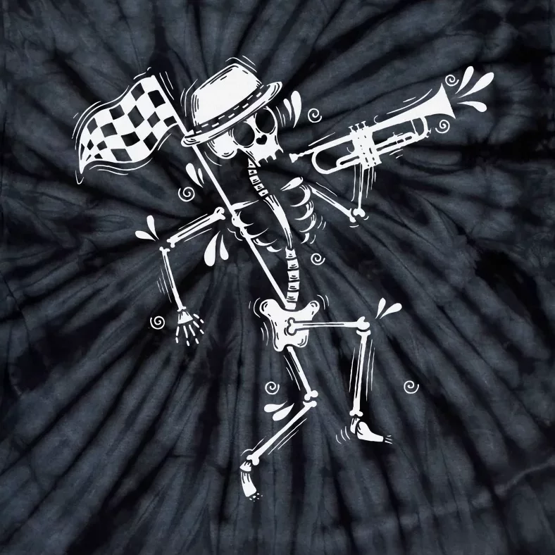 Ska Music Skeleton With Trumpet Jazz Music Style Tie-Dye T-Shirt