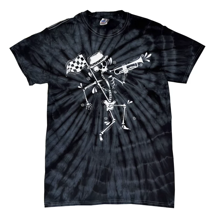 Ska Music Skeleton With Trumpet Jazz Music Style Tie-Dye T-Shirt