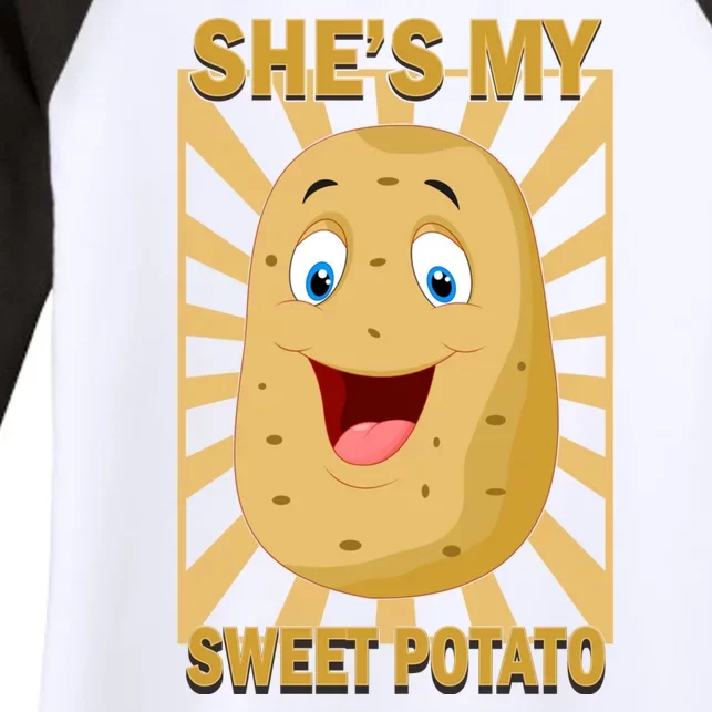 Shes My Sweet Potato Thanksgiving Funny Matching Couples Gift Women's Tri-Blend 3/4-Sleeve Raglan Shirt