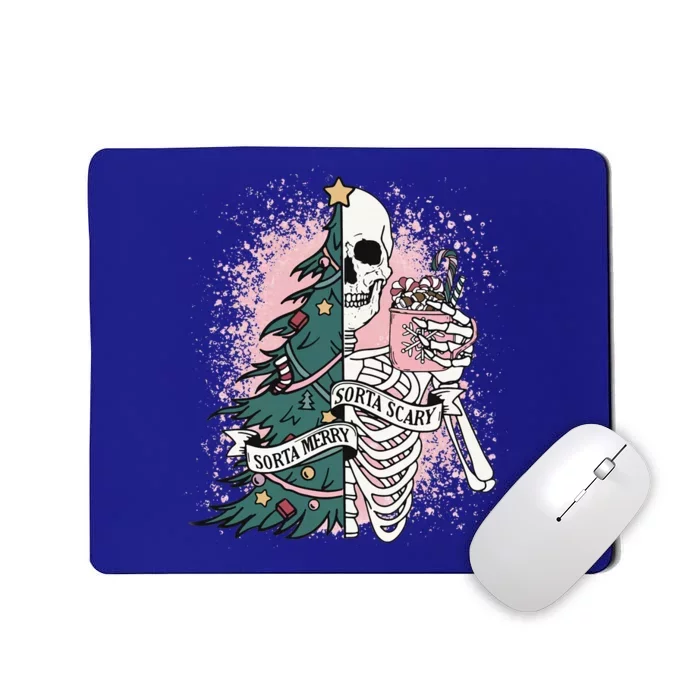 Sorta Merry Sorta Scary Funny Christmas Skeleton Bleached Mousepad