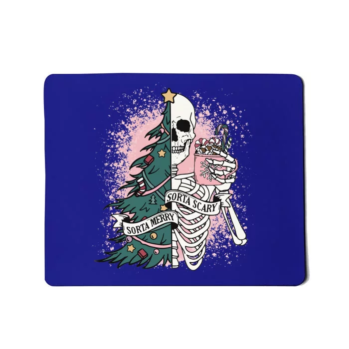 Sorta Merry Sorta Scary Funny Christmas Skeleton Bleached Mousepad