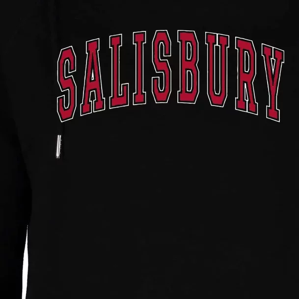 Salisbury Maryland Souvenir College Style Red Text Womens Funnel Neck Pullover Hood