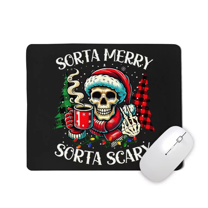 Sorta Merry Sorta Scary Retro Skeleton Hot Cocoa Christmas Mousepad