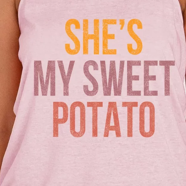 Shes My Sweet Potato Funny Thanksgiving Matching Couple Cute Gift Women's Knotted Racerback Tank