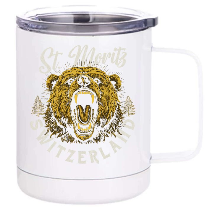 St. Moritz Switzerland Hiking Outdoor Graphic Front & Back 12oz Stainless Steel Tumbler Cup