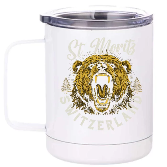 St. Moritz Switzerland Hiking Outdoor Graphic Front & Back 12oz Stainless Steel Tumbler Cup