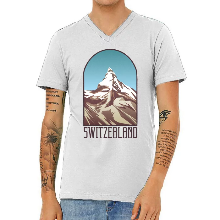 Switzerland Mountain V-Neck T-Shirt