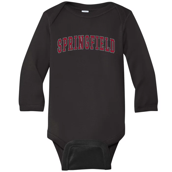 Springfield Massachusetts Souvenir Sport College Style Text Baby Long Sleeve Bodysuit