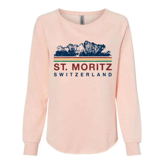 St Moritz Switzerland Retro Skiing Vintage Swiss Gift Womens California Wash Sweatshirt