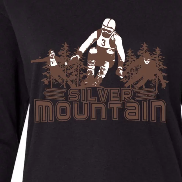 Silver Mountain Skiing Ski Gift Womens Cotton Relaxed Long Sleeve T-Shirt