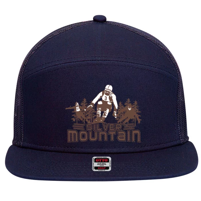 Silver Mountain Skiing Ski Gift 7 Panel Mesh Trucker Snapback Hat