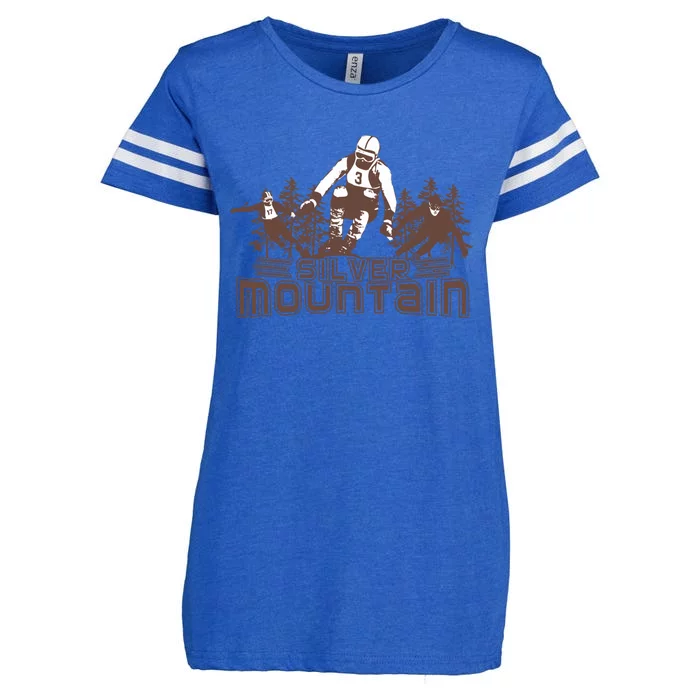 Silver Mountain Skiing Ski Gift Enza Ladies Jersey Football T-Shirt