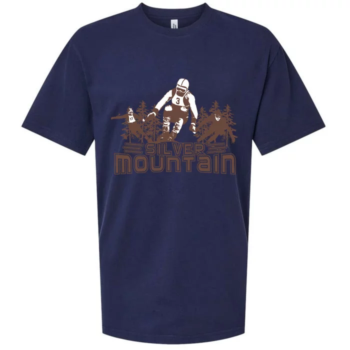 Silver Mountain Skiing Ski Gift Sueded Cloud Jersey T-Shirt